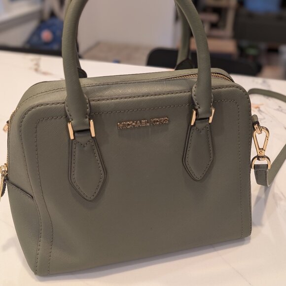 Michael Kors Ayden Dome Satchel Handbag Crossbody Sage Green - Picture 2 of 3